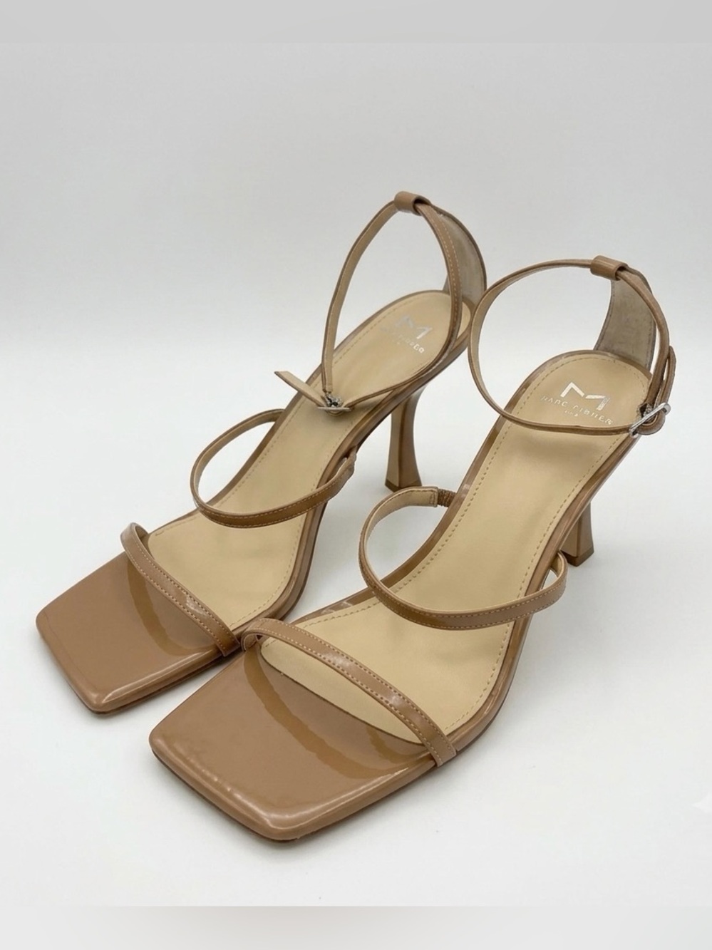 Marc Fisher LTD Beige Patent Leather Heeled Sandals 10M